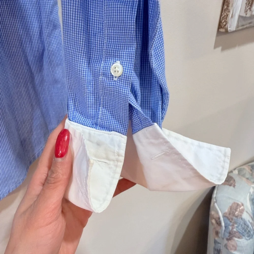 🔥Brooks Brothers Man’s Blue and White Dress Shirt Size 10 EC🔥